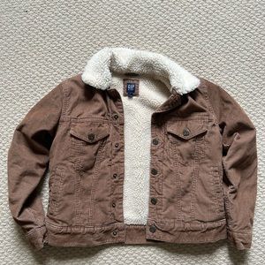 Gap kids Boys Corduroy Medium Button Up Jacket Fuzzy Interior